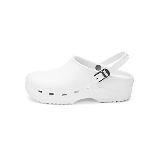 AMELIA LINE SHOES Zuecos sanitarios profesionales Happy – Calzado Light, Color blanco., 41 EU