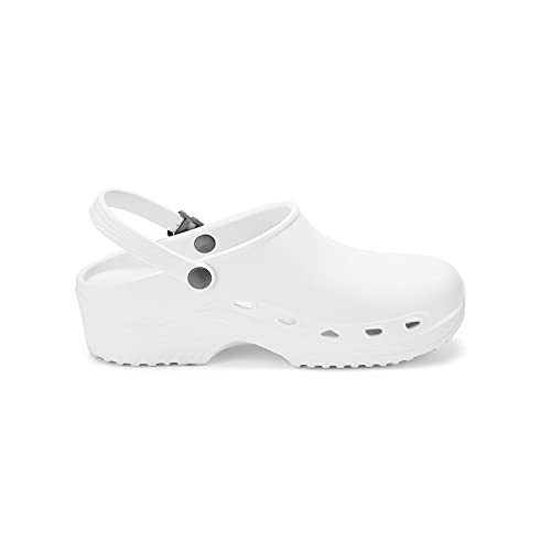 AMELIA LINE SHOES Zuecos sanitarios profesionales Happy – Calzado Light, Color blanco., 41 EU