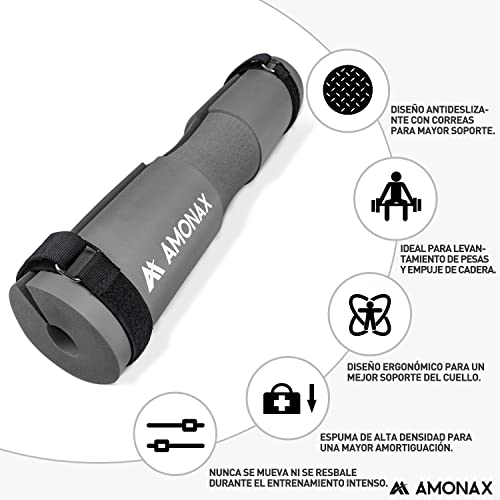 Amonax almohadilla barra gimnasio protector, Cuello y Hombros protección Almohadilla para Sentadillas y Empuje de Cadera, para ejercicios en casa y en el gimnasio, entrenamiento de fuerza y pesas