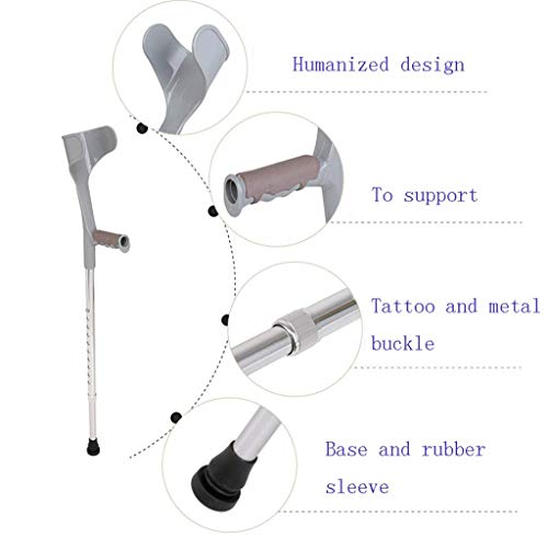 Andador con Andador, muletas de Codo para Anciano, aleación de Aluminio, Equipo de rehabilitación para Ancianos con Lesiones Ajustables, muletas de Apoyo para el antebrazo, Gris, 80 * 15
