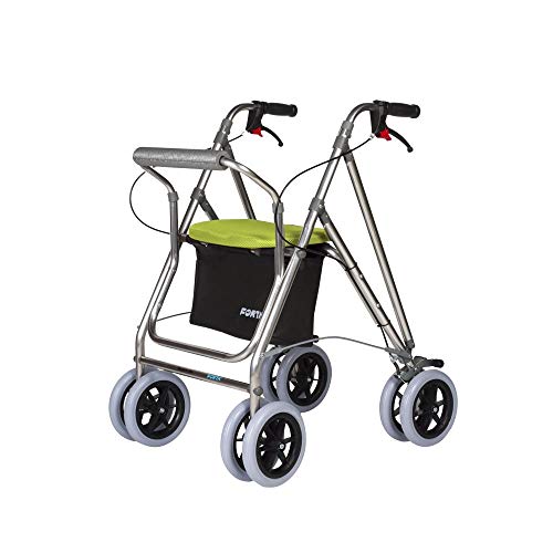 Andador para ancianos | Rollator de aluminio | Andador on frenos y asiento | De aluminio plegable | Color pistacho