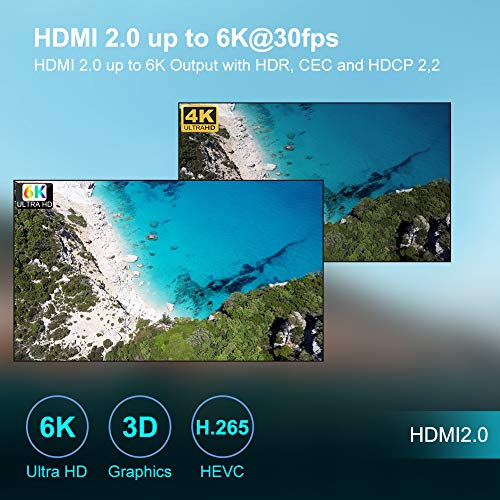 Android TV Box, Q Plus TV Box Android 9.0 con 2 GB RAM 16 GB ROM H6 Quad Core Cortex-A53 Processor Smart TV Box Soportes 6K Resolución 3D 2.4GHz WiFi 10/100M Ethernet USB 3.0 Media Player