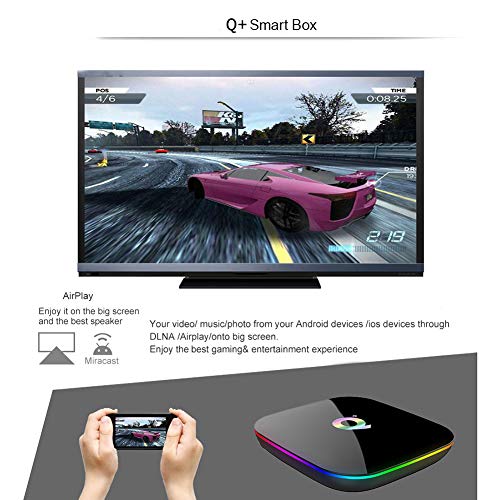 Android TV Box, Q Plus TV Box Android 9.0 con 2 GB RAM 16 GB ROM H6 Quad Core Cortex-A53 Processor Smart TV Box Soportes 6K Resolución 3D 2.4GHz WiFi 10/100M Ethernet USB 3.0 Media Player