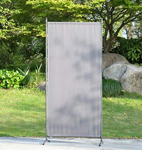 Angel Living Biombo Separador de 1 Panel, Decoración Elegante, Separador de Ambientes Plegable, Divisor de Habitaciones, 80X180 cm (Gris)