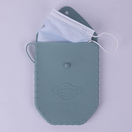APLI - 18832 - Porta mascarillas de silicona con cierre de botón color GRIS AZULADO-Portamascarilla con asa- Ideal para mascarillas quirúrgicas