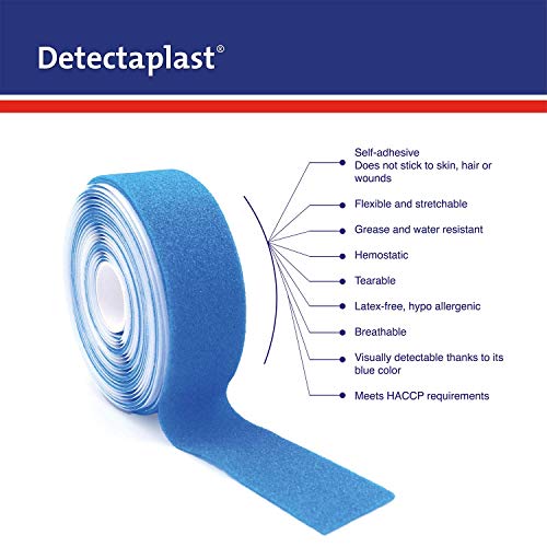 Apósito autoadhesivo Detectaplast para heridas y lesiones, rollo de esparadrapo impermeable para manipulación de alimentos, superelástico, 3cm x 4,5m