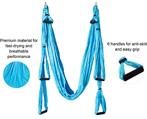 ARNTY Hamaca de Yoga Aéreo Hamacas, Antigravedad Yoga Hamaca,Yoga Trapecio para Ejercicios de Yoga Antigravedad para Aliviar el Dolor de Espalda (Azul)