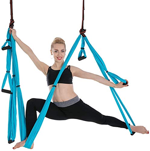 ARNTY Hamaca de Yoga Aéreo Hamacas, Antigravedad Yoga Hamaca,Yoga Trapecio para Ejercicios de Yoga Antigravedad para Aliviar el Dolor de Espalda (Azul)