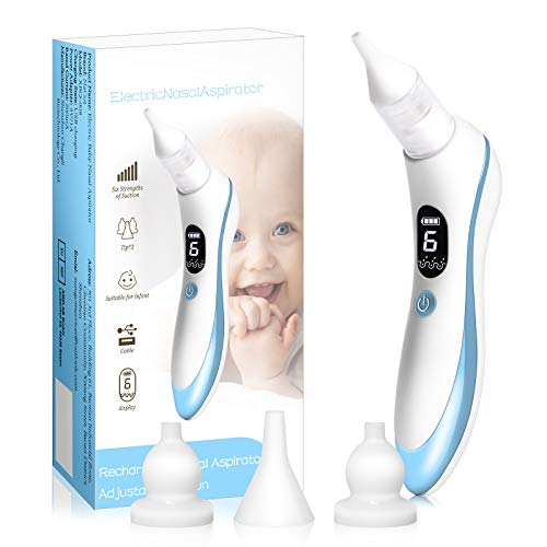 Aspirador nasal para bebé, eléctrico, con 6 niveles de succión ajustables y 4 puntas de silicona, con carga USB para recién nacidos y niños pequeños (SIZE01)