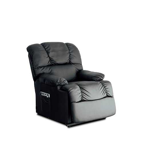 Astan Hogar Sillón Relax con Función Auto-Ayuda (Levanta Personas), Reclinación Eléctrica, Masaje Y Termoterapia. Modelo Automático Lift Up AH-AR10100NG, Cuero, Negro