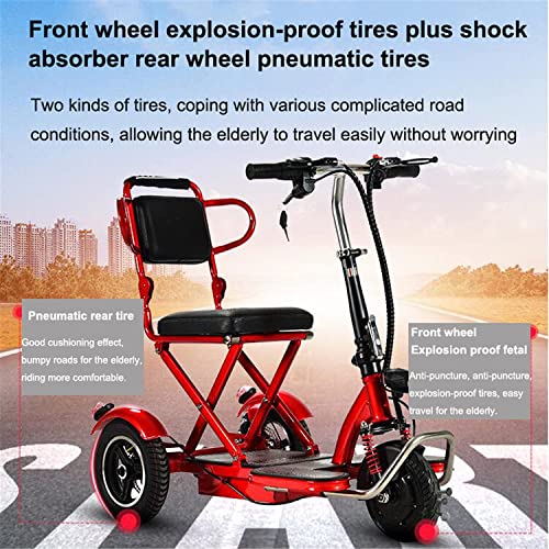 AWJ Scooter de Movilidad eléctrico Plegable de 3 Ruedas, Triciclo portátil, Scooter eléctrico recreativo, para Adultos/Ancianos/discapacitados, conducción y Viajes de Largo a