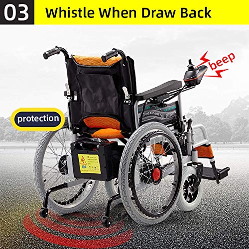 AWJ Silla de Ruedas eléctrica Plegable, Scooter de Silla de Ruedas portátil con Pendiente Antideslizante para Personas Mayores, sillas de Ruedas eléctricas motorizadas para Todo Terreno al