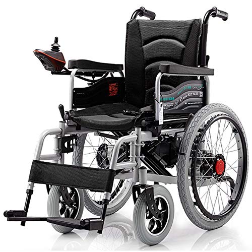 AWJ Silla de Ruedas eléctrica Plegable, Scooter de Silla de Ruedas portátil con Pendiente Antideslizante para Personas Mayores, sillas de Ruedas eléctricas motorizadas para Todo Terreno al