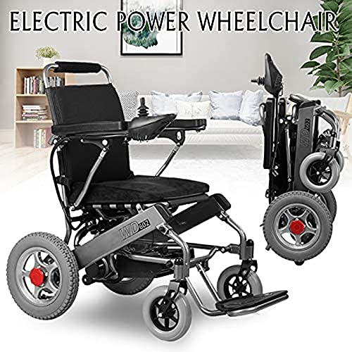 AWJ Silla de Ruedas eléctrica Plegable Todo Terreno - Aprobada por la aerolínea Silla de Ruedas motorizada Plegable compacta portátil de 500 W Motores potentes Sillas de Ruedas eléctricas d