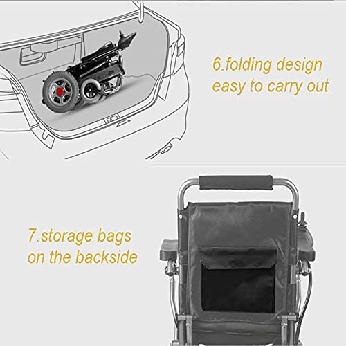 AWJ Silla de Ruedas eléctrica Plegable Todo Terreno - Aprobada por la aerolínea Silla de Ruedas motorizada Plegable compacta portátil de 500 W Motores potentes Sillas de Ruedas eléctricas d