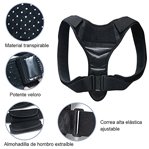 AWNIC Corrector de Cómoda elástica y ergonómica para el cuidado de la columna vertebral Corrección de la espalda superior y soporte de la clavícula Alivio del dolor de espalda Totalmente ajustable