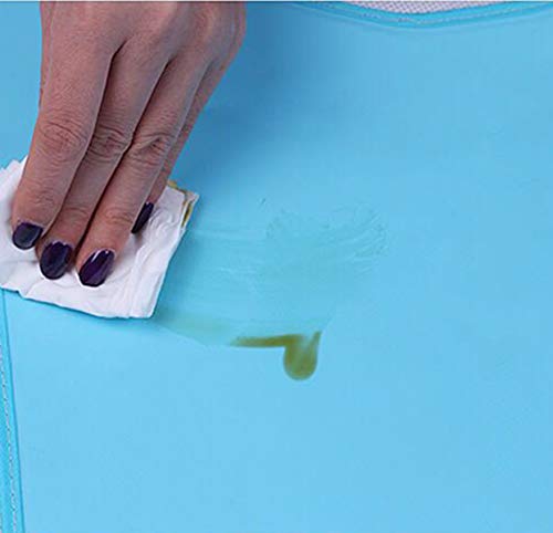 Babero Adulto Silicona Impermeable Lavable Reutilizable,Baberos Adultos con Bolsillo Recogemigas Extraíble Divertido,Adultos para Ropa Protector Alimentación Comer Azul