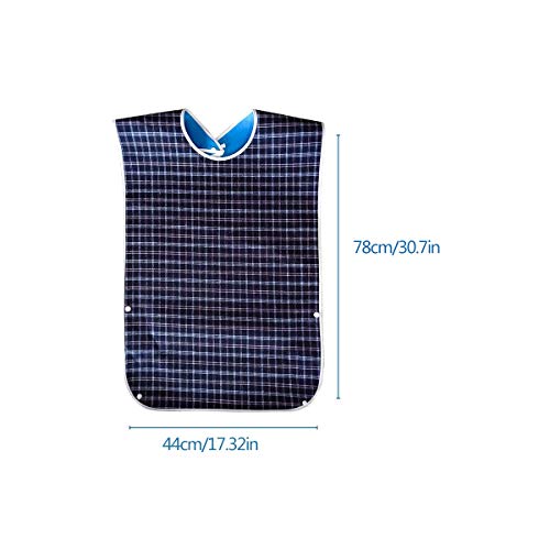 Baberos para Adultos,Yueser 2pcs Baberos Reutilizables Impermeables para Adultos con 2 Toallas Protector de Ropa Ambos para Hombres y Mujeres de Edad Mantiene Mealtime Aseado (Azul Oscuro,Rojo)