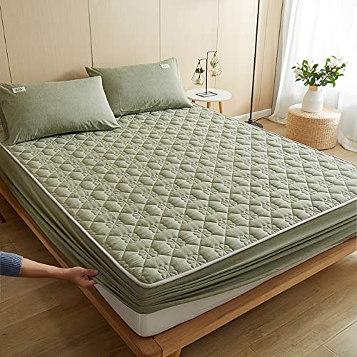 BAJIN Sábanas, sábana bajera acolchada gruesa con banda elástica de terciopelo, funda de cama de lujo, hipoalergénica, a prueba de ácaros, transpirable, sin ruido, 120 x 200 + 30 cm