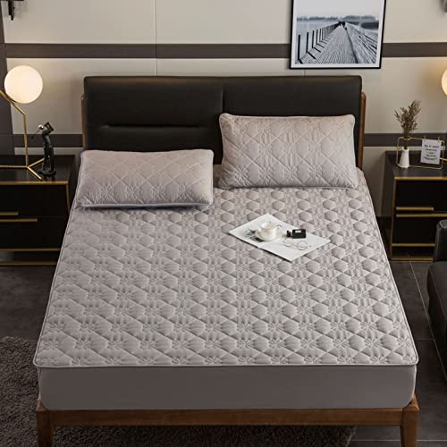 BAJIN Sábanas, sábana bajera acolchada gruesa con banda elástica de terciopelo, funda de cama de lujo Queen King, sábana bajera ajustable de microfibra cepillada, 180 x 200 cm + 30 cm