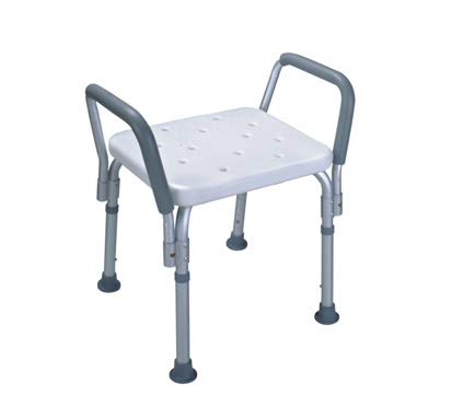 Banqueta con reposabrazos de aluminio para la ducha