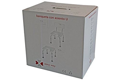 Banqueta de aluminio asiento en “U” con respaldo para ducha INDICO