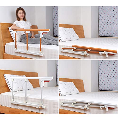 Barandilla cama adulto Barras Seguridad Hospitalaria Manija Auxiliar Cama Plegable Adultos Y Adultos Mayores For Los Niños Guardia Cama For Niños Barandillas Fácil Instalar ( Color : Wood grain )