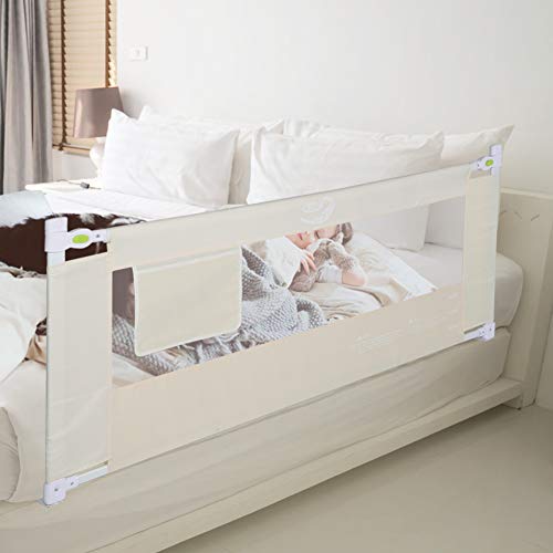 Barandilla de Cama 200cm, Barrera de Seguridad Cama Niño, Bebé Protección Contra Caídas, Barrera de Cama Plegable Ajustable Protector Anticaídas para infantil, para Viaje Camas Dobles Cama Individual