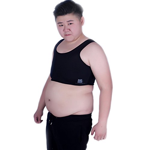 BaronHong Tomboy Trans Lesbian Mesh Chest Binder Corset Talla Grande Short Tank Top (Negro, L)