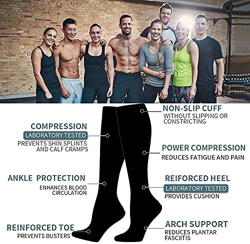 beusilay 8 Pares Calcetines De Compresión Para Mujeres Y Hombres- Ideal Para Médicos, Circulación Y Recuperación, Enfermería, Viajes Y Vuelo, Correr Y Fitness (15-20 mmHg), blanco, L-XL