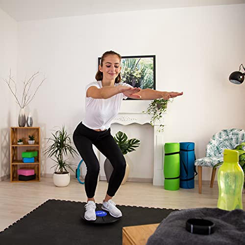 Bluefinity Tabla Equilibrio, Balance Board, Plataforma, Disco, Ejercicio, Entrenamiento, Fitness, 1 Ud, 36 cm, Negro