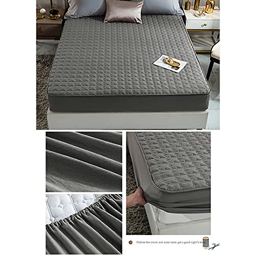 BOLO Funda de colchón acolchada impermeable con sábana elástica de gran tamaño (no incluye funda de almohada), falda extra profunda | funda de cama estilo sábana bajera ajustable, 90 x 200 + 12 cm