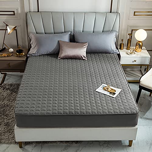 BOLO Funda de colchón acolchada impermeable con sábana elástica de gran tamaño (no incluye funda de almohada), falda extra profunda | funda de cama estilo sábana bajera ajustable, 90 x 200 + 12 cm