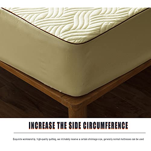 BOLO Funda de colchón acolchada impermeable con sábana elástica de gran tamaño (no incluye funda de almohada), falda extra profunda | funda de cama estilo sábana bajera ajustable, 90 x 200 + 12 cm
