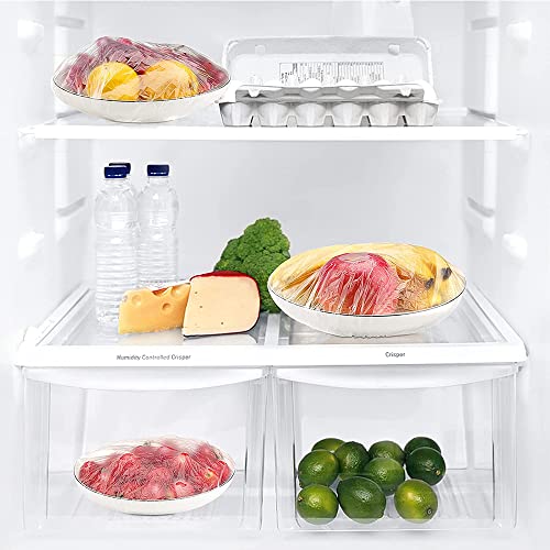 Bolsas Conservación Fresca, 100 Piezas Funda Protectora Alimentos Tapa Plástico, Tapa plástico alimentos, Cubierta de Alimentos, Fundas Elásticas Reutilizables para Almacenamiento de Alimentos