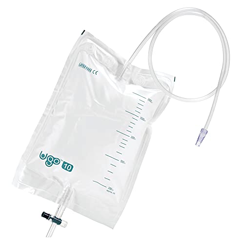 Bolsas de Noche de 2L Ugo (x10) - Bolsas de Drenaje de Orina/Bolsas Nocturnas de Catéter, T Tap o Lever Tap (Paquete de 10) (Ugo 10 - Grifo en T De Un Solo Uso, No Estéril)