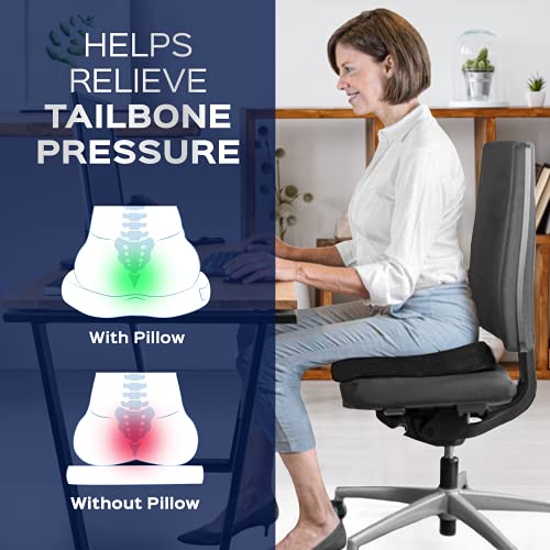 Bonmedico Cojin Silla Oficina Lumbar - Ortopedico y Antiescaras - Elevador para Silla Ergonomico en Espuma Viscoelástica - para el Hogar y el Coche