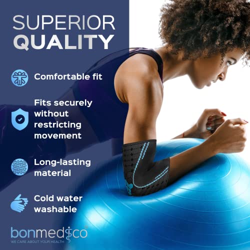 bonmedico Farko Vendaje para Codo, Unisex, Soporte para Articulaciones, Vendaje Articular Elástico de Tejido de Compresión para el Dolor y la Prevención, Izquierda y Derecha, L