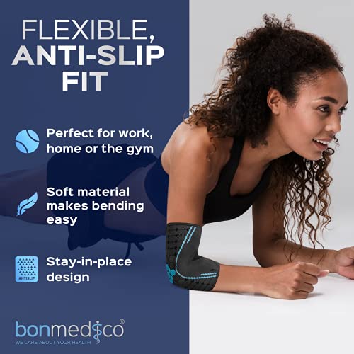 bonmedico Farko Vendaje para Codo, Unisex, Soporte para Articulaciones, Vendaje Articular Elástico de Tejido de Compresión para el Dolor y la Prevención, Izquierda y Derecha, L