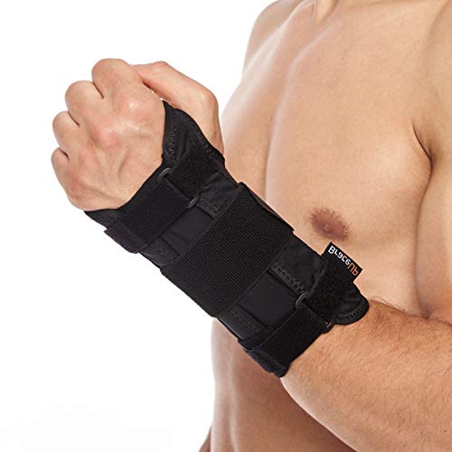 BraceUP Muñequera con férula de aluminio para túnel carpiano, soporte de mano izquierda o derecha, alivio del dolor de tendinitis por artritis - para hombres y mujeres (L/XL, Mano Izquierda)