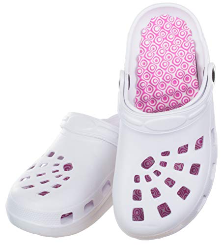 Brandsseller Zuecos de salud para mujer, cómodos, zapatos activos, zapatos de equilibrio, plantilla de masaje, suela redondeada, Blanco, 39 EU
