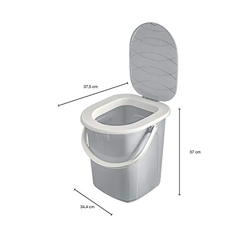 BranQ - Home essential BranQ - Inodoro portátil para Camping (22 L, con 40 Bolsas ecológicas, plástico, con Carga máxima de hasta 120 kg, 22 L), Color Gris Claro