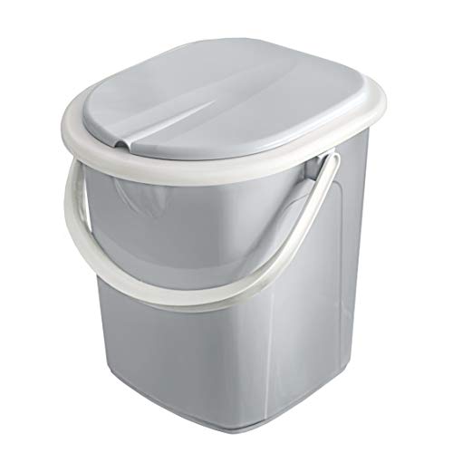 BranQ - Home essential BranQ - Inodoro portátil para Camping (22 L, con 40 Bolsas ecológicas, plástico, con Carga máxima de hasta 120 kg, 22 L), Color Gris Claro