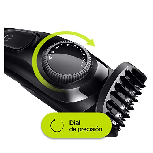 Braun Recortadora de Barba con Dial de Precisión y Peine, Cuchillas Afiladas de Larga Duración, Negro