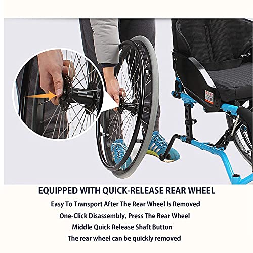 BrightFootBook Silla De Ruedas Ligera, Quickie, Plegable, con Rueda Antivuelco, Sillas De Ruedas Deportivas para Adultos,M