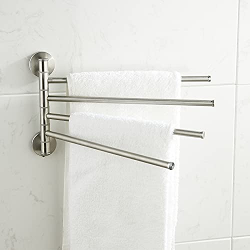 BVL Giratoria Toallero de Baño Adhesivo o de Pared Toallero Barra, Cepillado Toallero de Acero Inoxidable 304 con 4 Barras