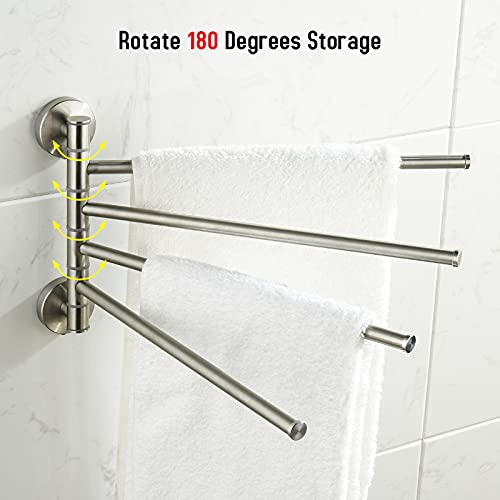 BVL Giratoria Toallero de Baño Adhesivo o de Pared Toallero Barra, Cepillado Toallero de Acero Inoxidable 304 con 4 Barras