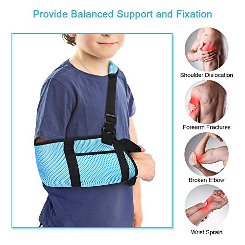 Cabestrillo Brazo Niño, Cabestrillo Niño con Correa para la Cintura, Cabestrillo Hombro Inmovilizador Niño, Cabestrillo Clavicula Transpirable para Niño, 3-6 Años de Edad