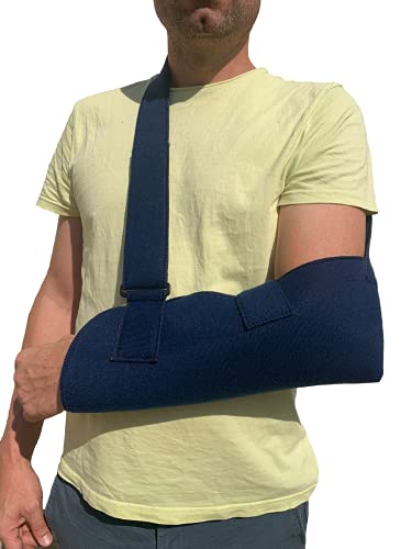 Cabestrillo de hombro, inmovilizador ajustable para hombro-codo talla universal, color azul (Sin cinta trasera)