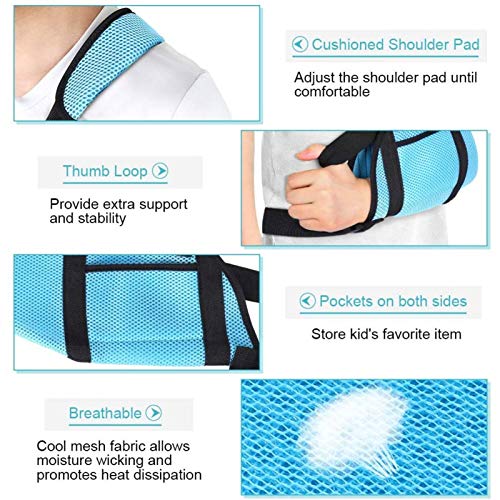 Cabestrillo para niños, cabestrillo para hombro para niños, reposabrazos inmovilizador de hombro para brazo roto, muñeca, codo, lesiones en el hombro, cabestrillo para brazo roto